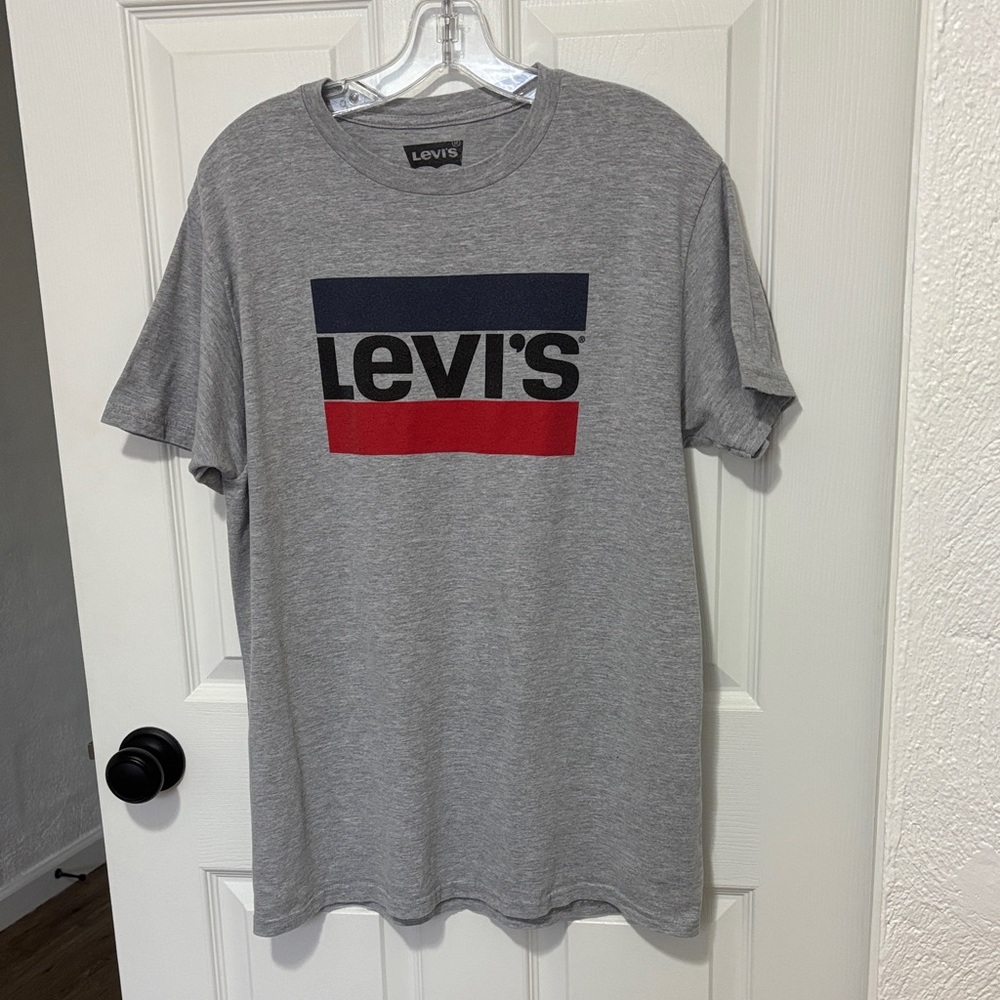 Levi's Mens Graphic Logo Gray Cotton Short Sleeve T-Shirt